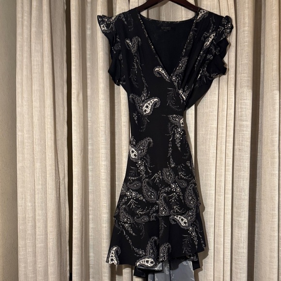 All Saints Black and White Paisley Mini Dress - Picture 1 of 6
